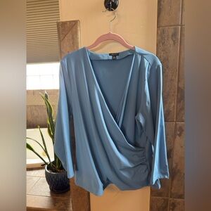 Ann Taylor Sky Blue Wrap Top size XL